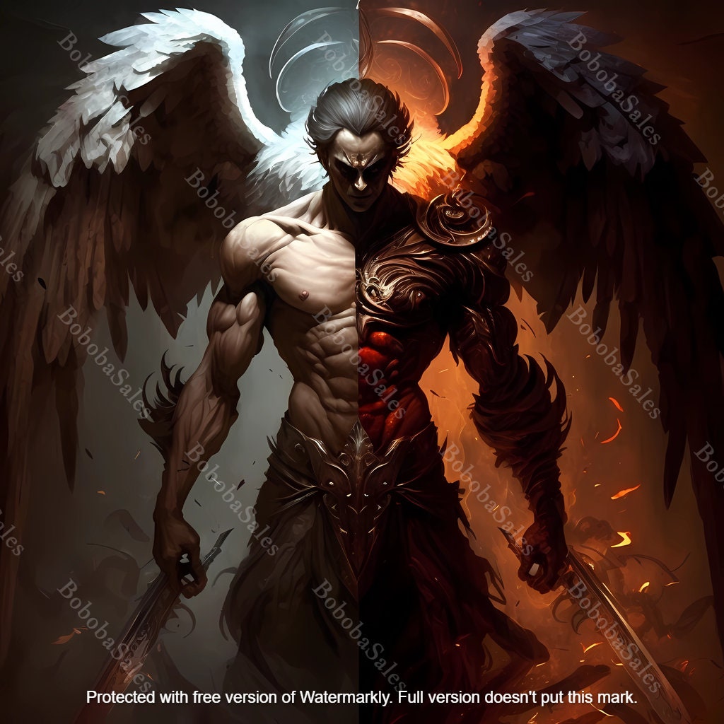 Half Angel Half Demon Printable Digital Download Digital Art High ...